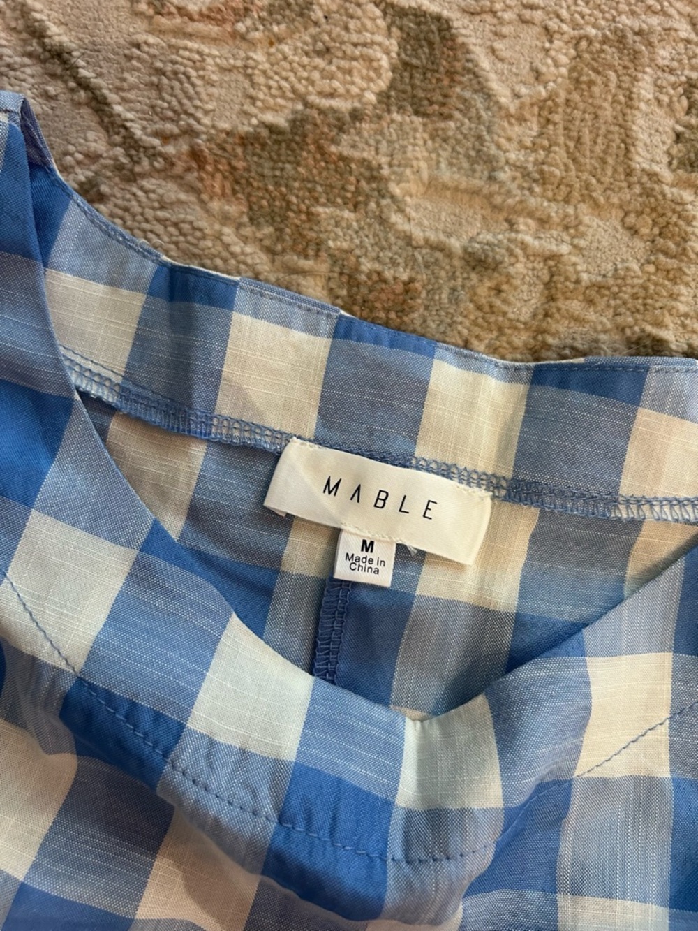 MARBLE Blue and White Gingham Crop Top - Picture 3 of 3